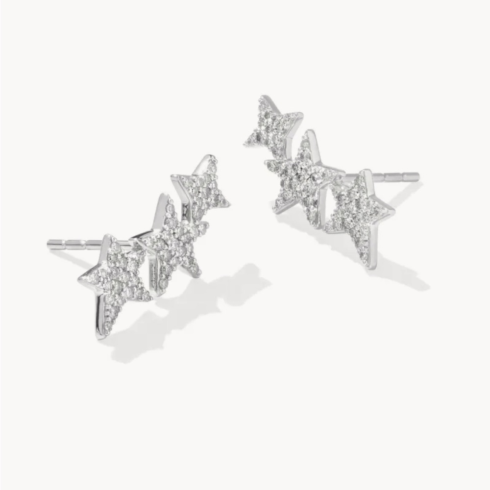 Kendra Scott Star Cluster 14k White Gold Ear Climber Earrings